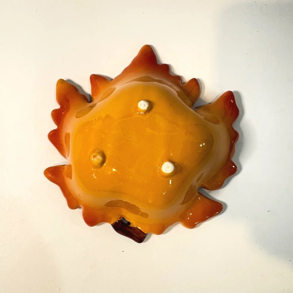 Ceramic Autumn Maple Leaf Bowl Orange Amber Fall Harvest Decorative Candy Dish